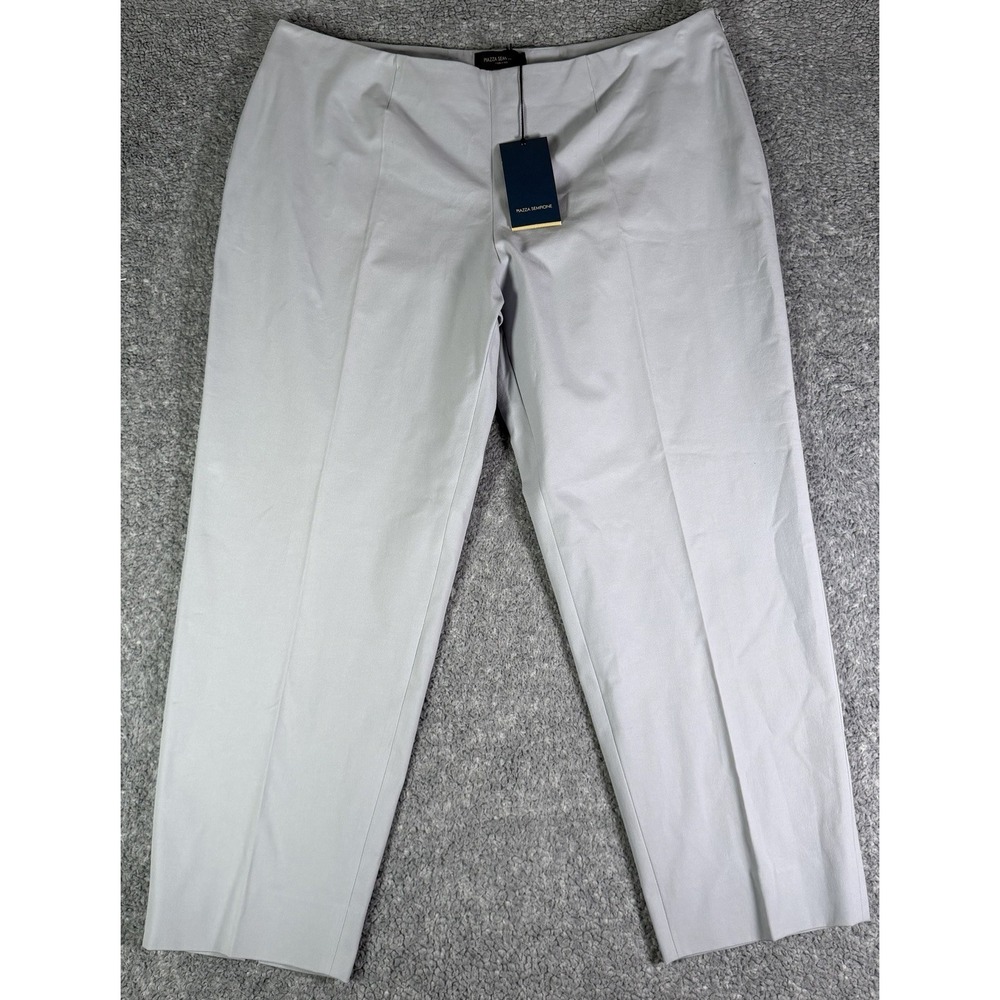 NWT Piazza Sempione Gray Cropped Ankle Stretch Trousers Pants Italy Sz 54 US 18